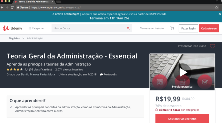 Curso Online e Gratuito de Teoria Geral da Administração