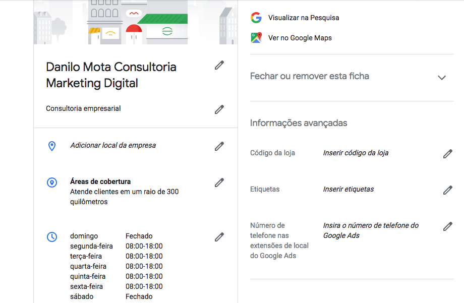 Horário Google Meu Negócio